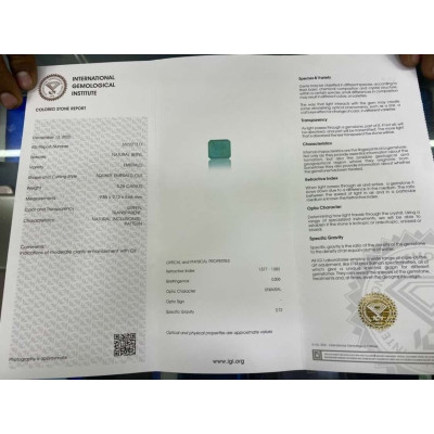 Emeraude 5,28cts certificat IGI