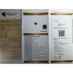 Saphir bleu chauffé 3,67cts certificat GCI